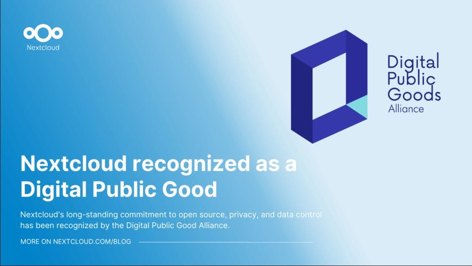 Το Nextcloud αναγνωρίζεται ως Ψηφιακό Δημόσιο Αγαθό από τον ΟΗΕ